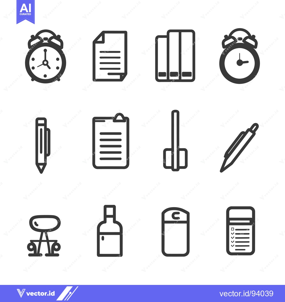 Premium Vector dari Set of 12 Office and School Supplies Icons