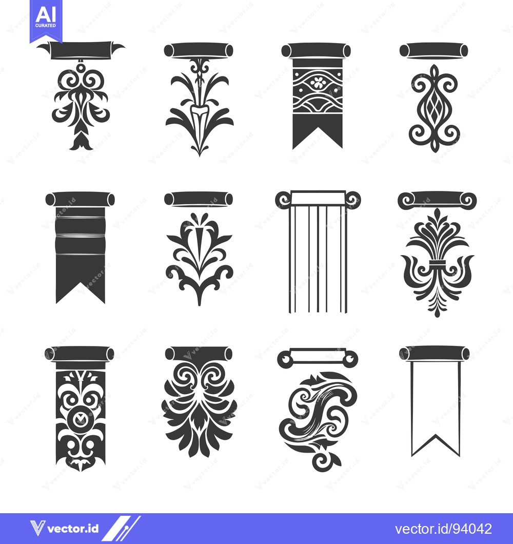 Premium Vector of Set of 12 Ornamental Banner and Scroll Designs