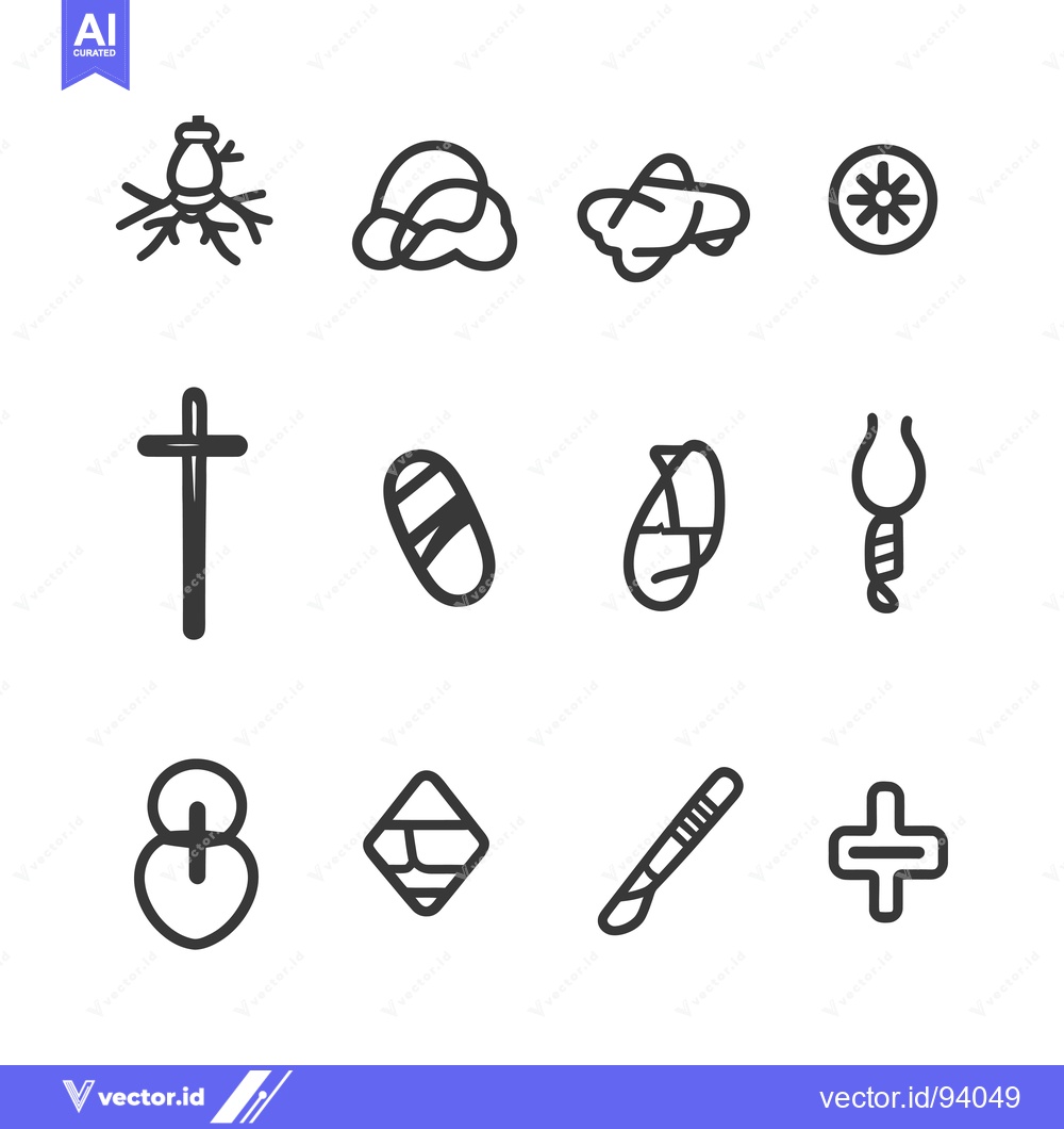 Premium Vector dari Set of 12 Outline Icons Representing Various Symbols