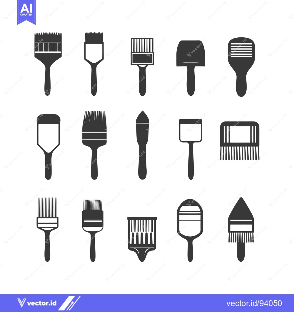 Premium Vector dari Set of 12 Paintbrush and Decorating Tool Icons