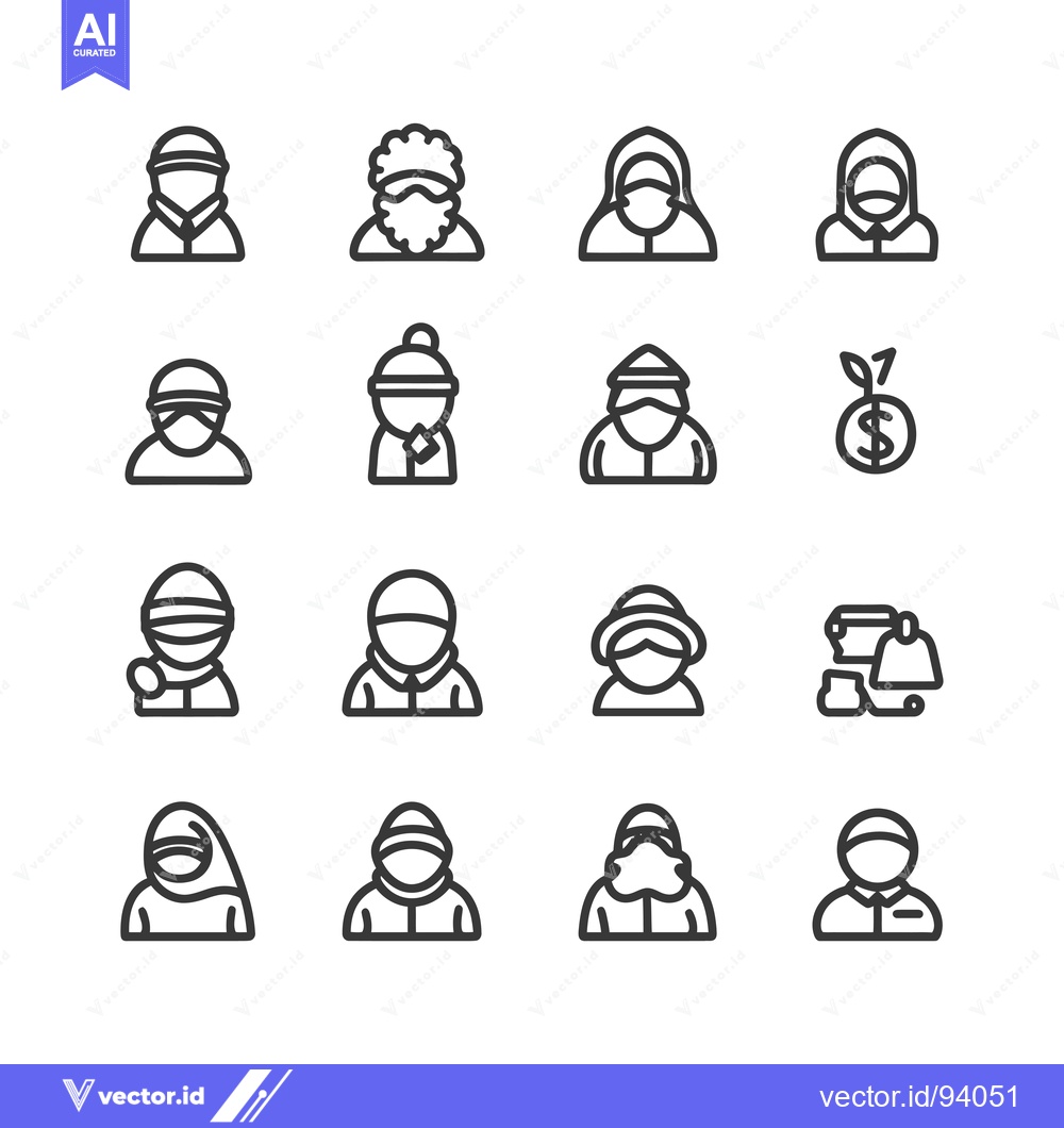 Premium Vector dari Set of 12 People Wearing Winter Clothing Icons