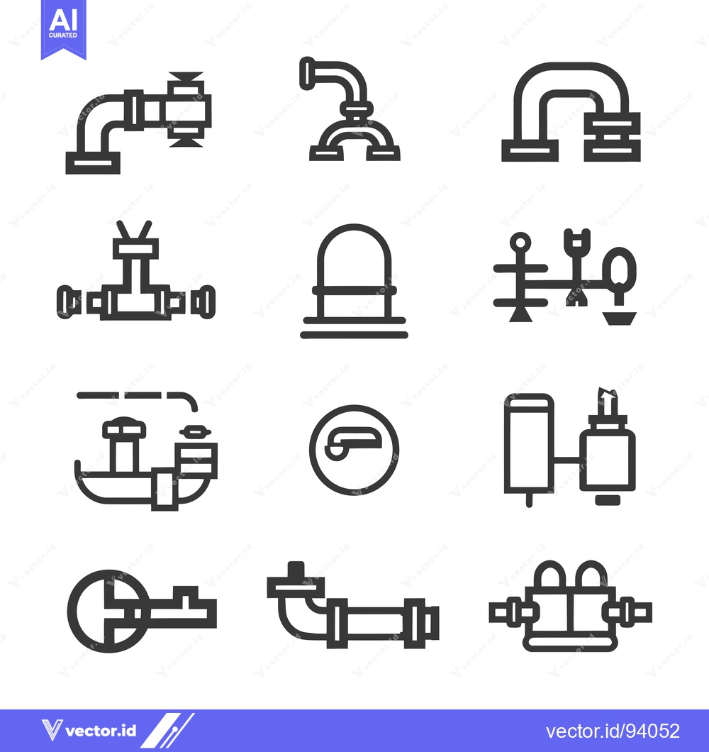 Premium Vector of Set of 12 Plumbing and Pipe Fitting Icons