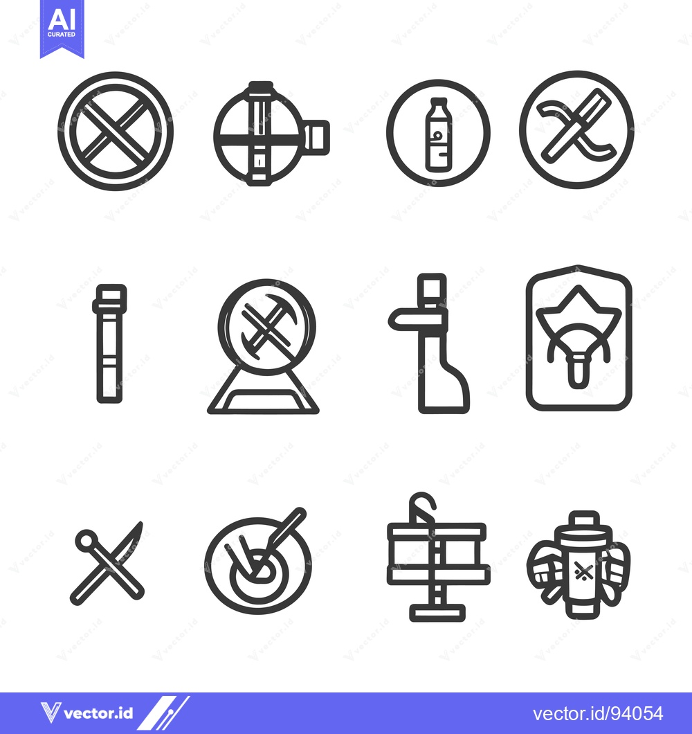 Premium Vector dari Set of 12 Prohibition Signs with Different Symbols