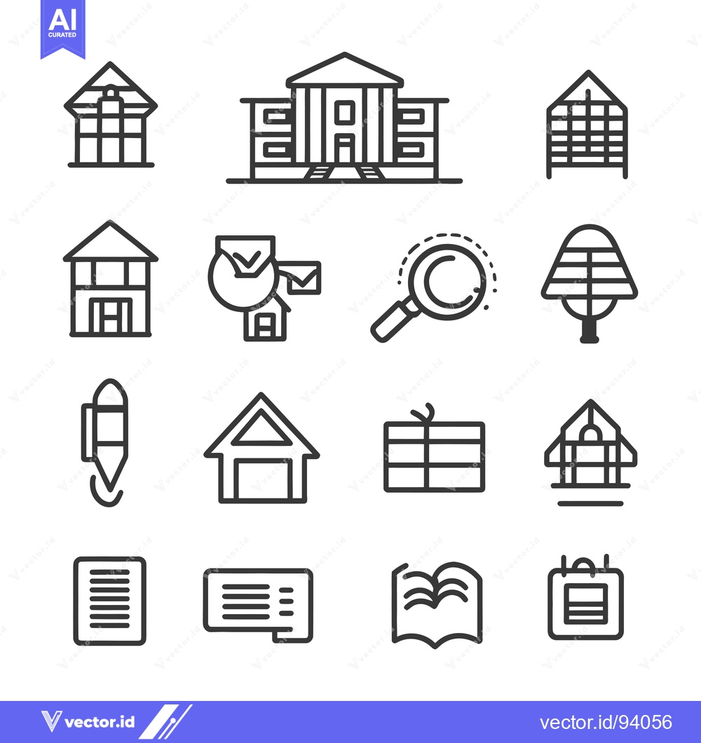 Premium Vector dari Set of 12 Real Estate Line Icons