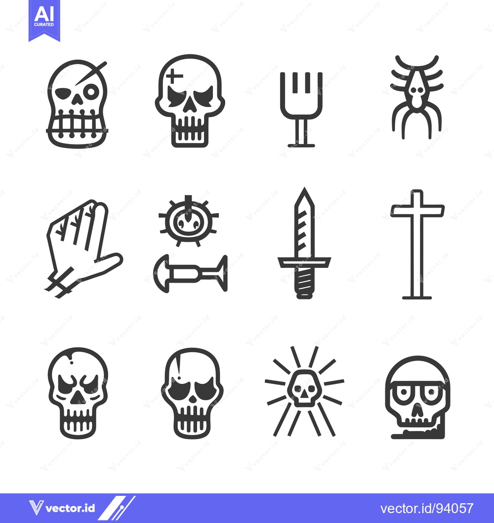 Premium Vector dari Set of 12 Simple Black and White Death-Related Icons