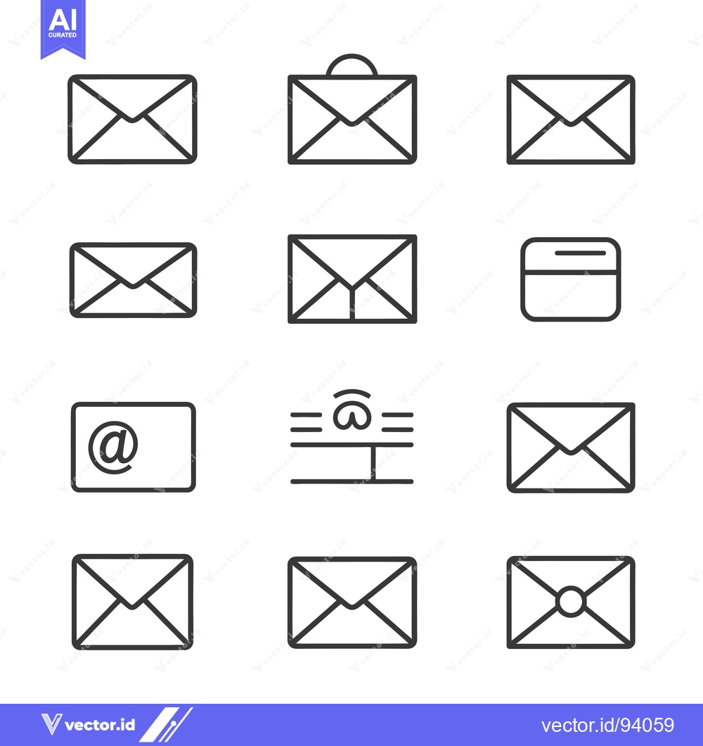 Premium Vector dari Set of 12 Simple Envelope Line Icons