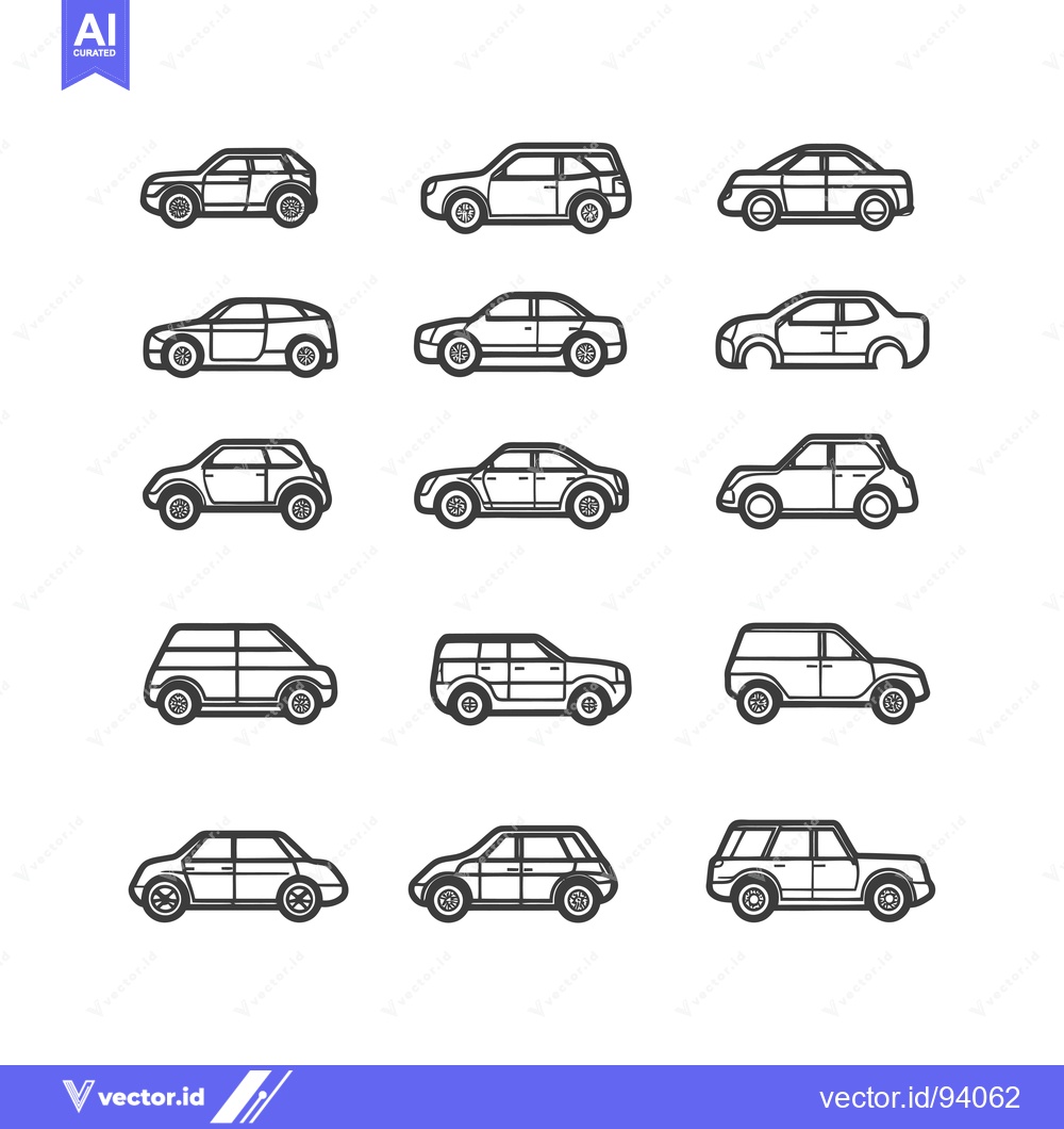 Premium Vector dari Set of 12 Simple Line Art Car Illustrations