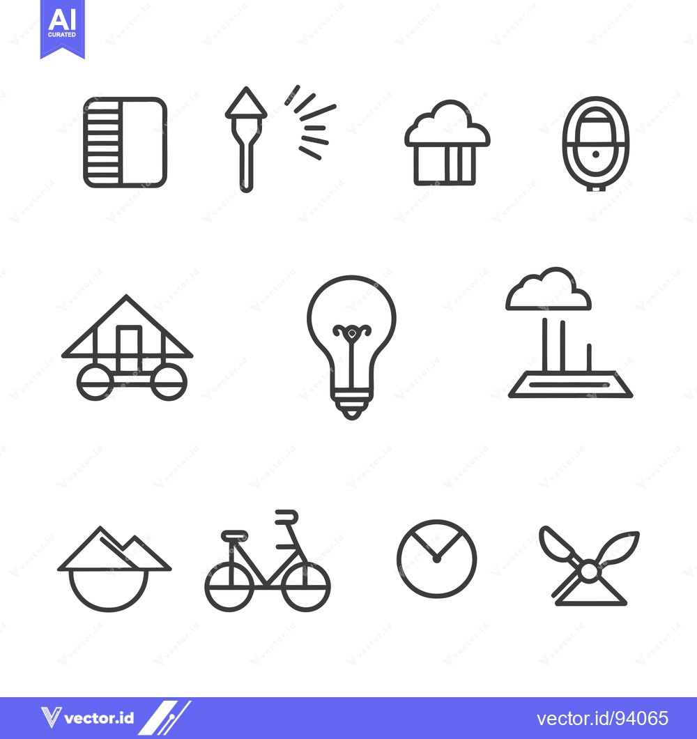 Premium Vector of Set of 12 Simple Line Icons of Different Objects