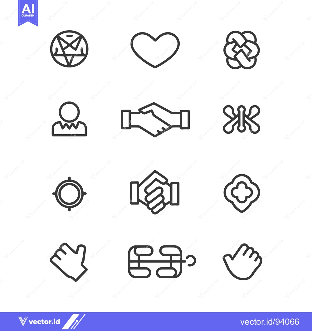 Premium Vector dari Set of 12 Simple Line Icons Related to Connection, Collaboration, and
