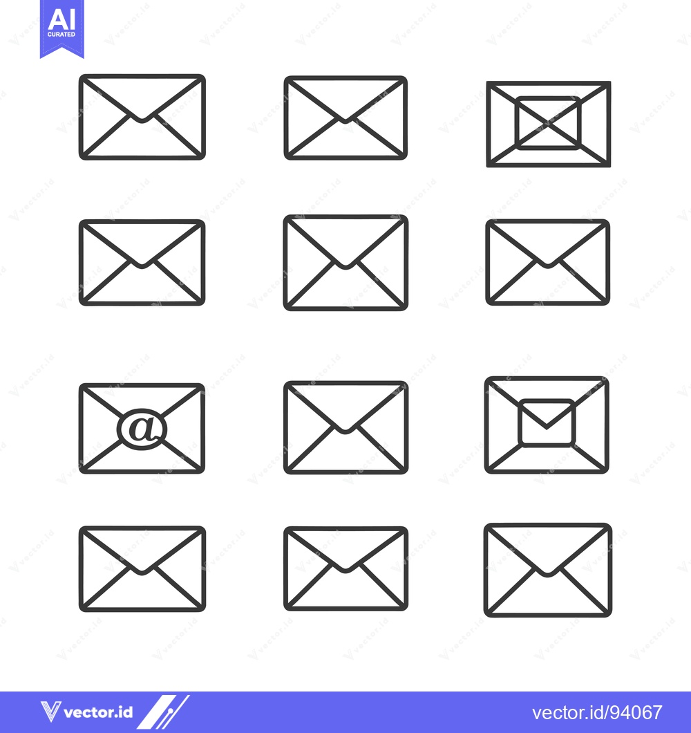 Premium Vector dari Set of 12 Simple Mail Envelope Icons in Line Style