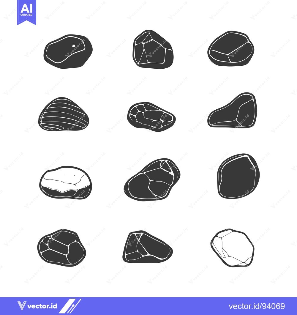 Premium Vector dari Set of 12 Simple Vector Illustrations of Rocks and Stones