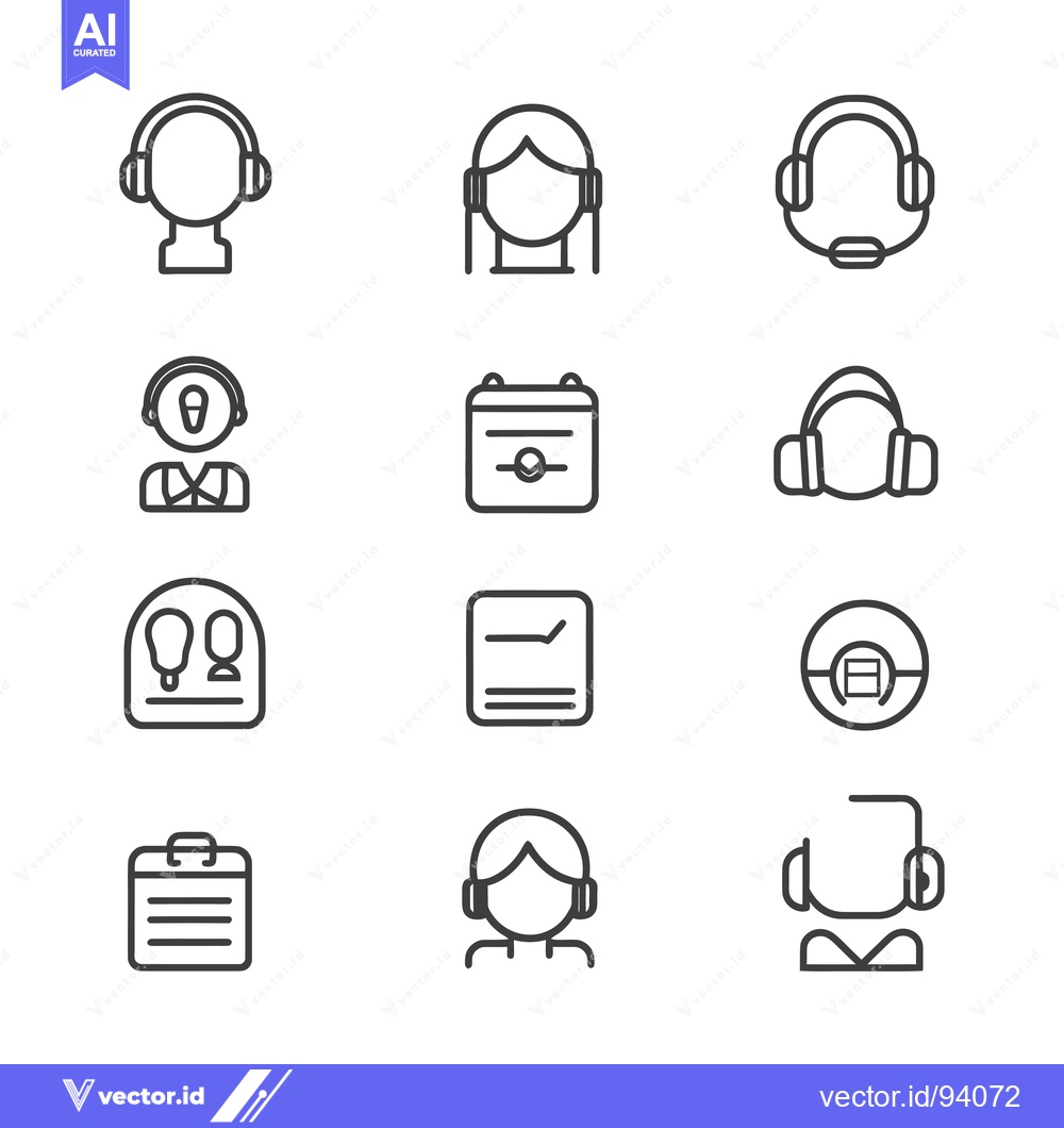 Premium Vector dari Set of 12 Support and Service Line Icons