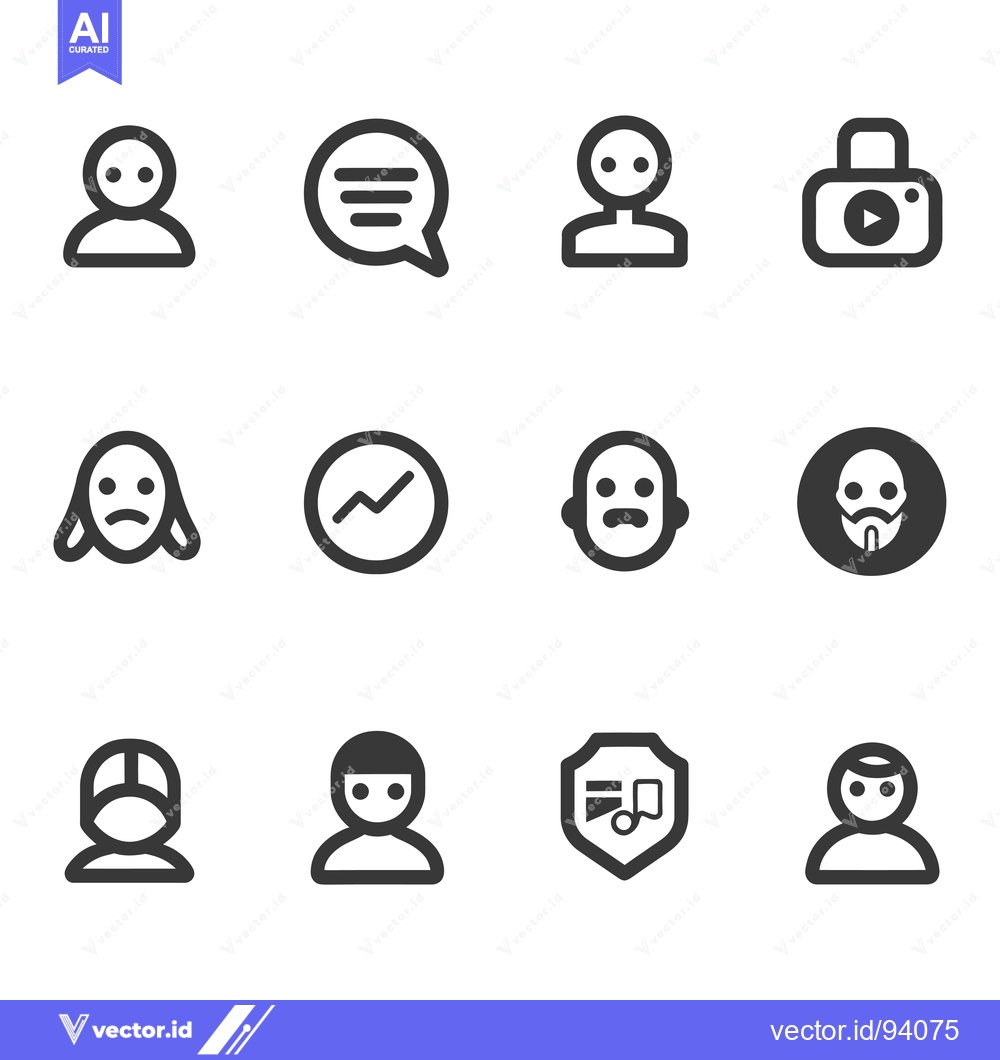 Premium Vector dari Set of 12 User Interface Icons for Profile, Chat, Media, and More