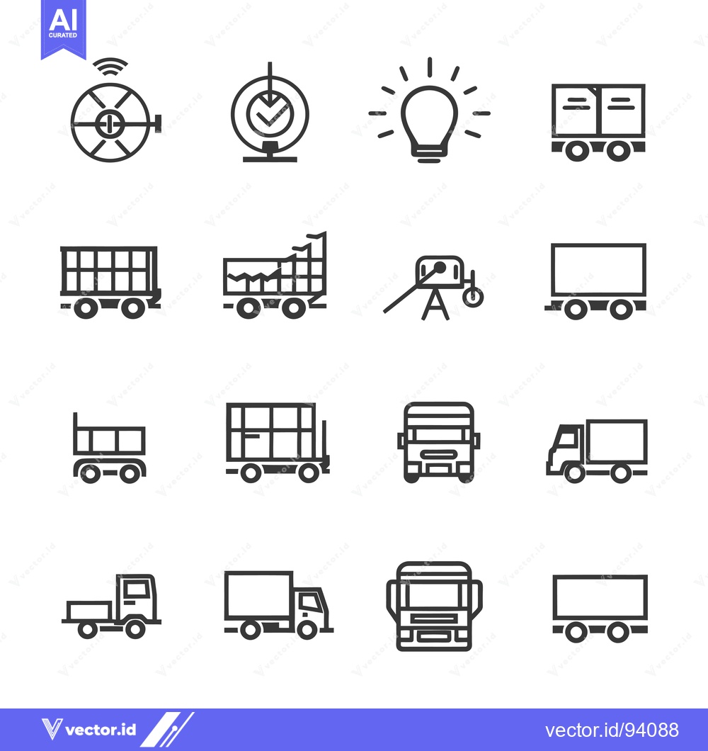 Premium Vector dari Set of 15 Delivery Truck Icons for Logistics and Shipping