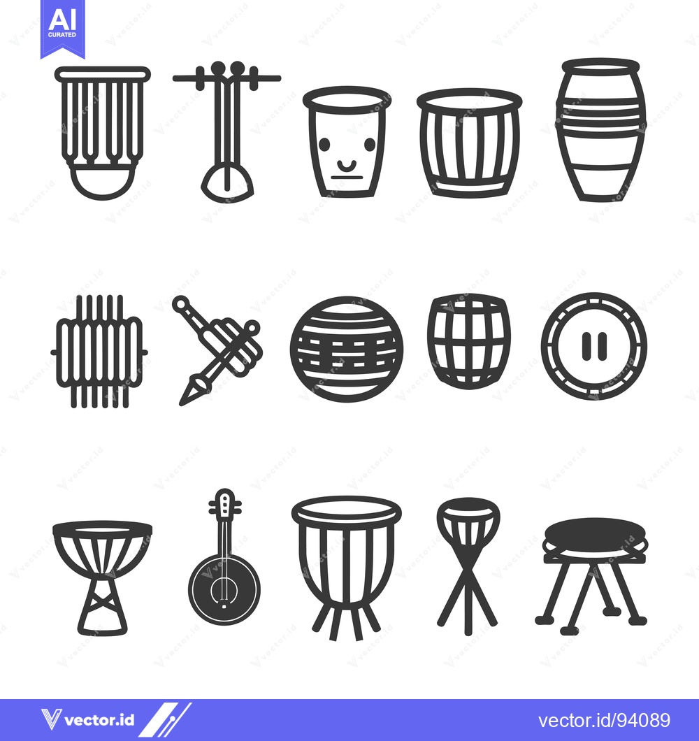 Premium Vector dari Set of 15 different musical percussion instruments