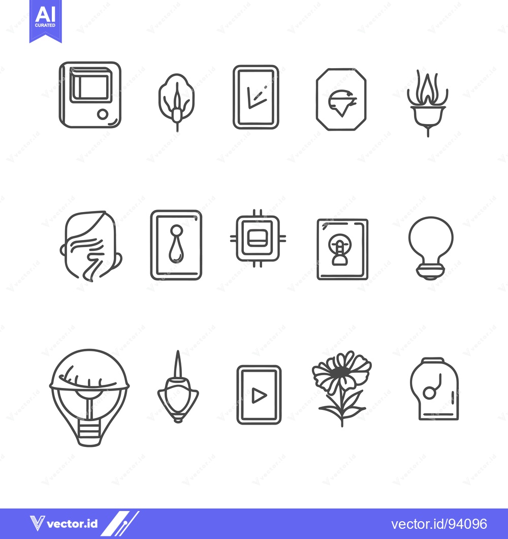 Premium Vector dari Set of 15 Line Icons for Modern Technology, Nature and Creativity