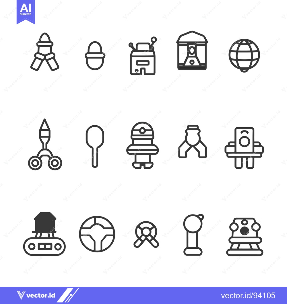 Premium Vector dari Set of 15 Simple Space Related Line Icons
