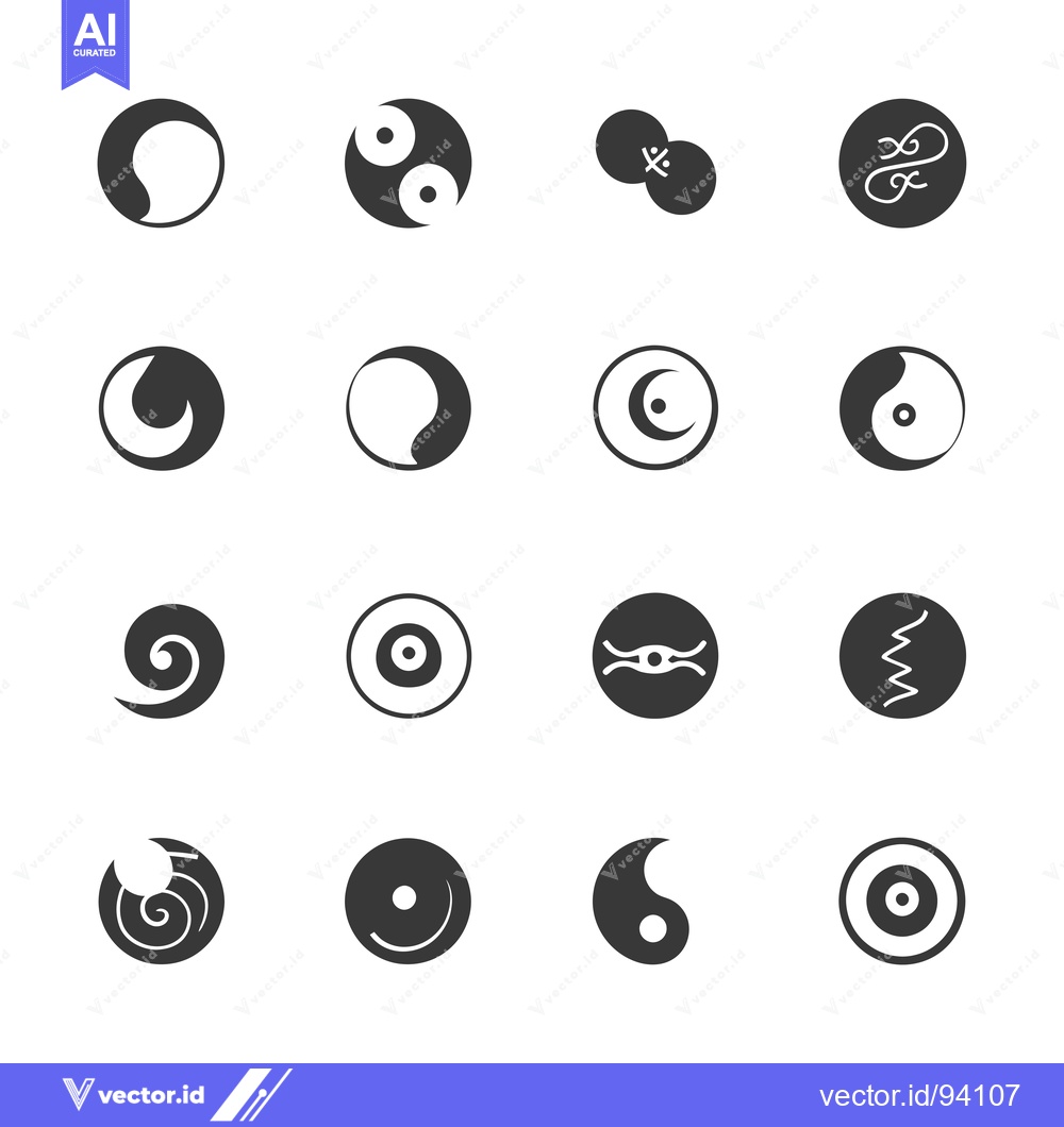 Premium Vector dari Set of 16 Abstract Circle Icons with Geometric Shapes and Patterns
