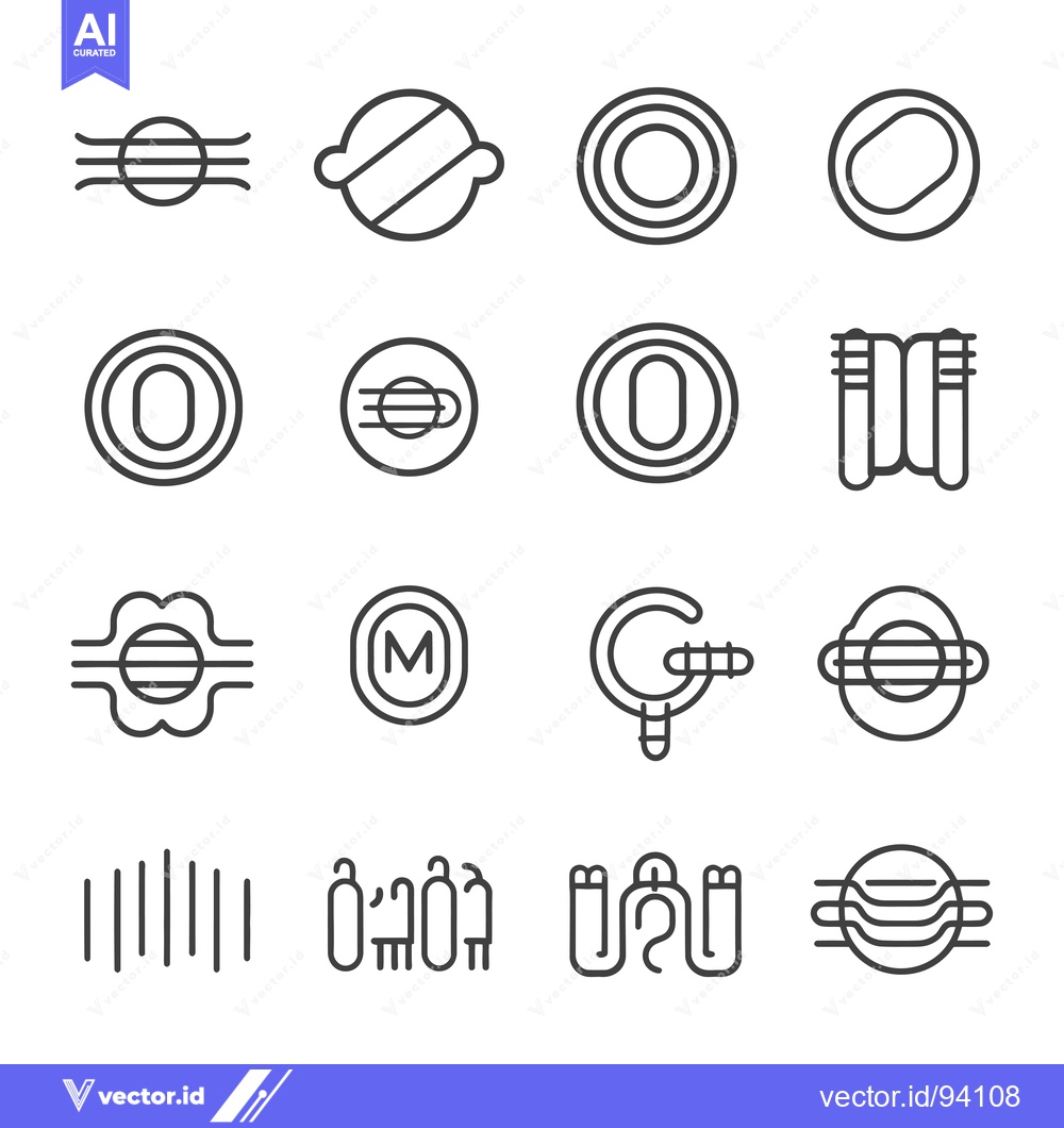 Premium Vector dari Set of 16 Abstract Circular and Linear Line Art Icons
