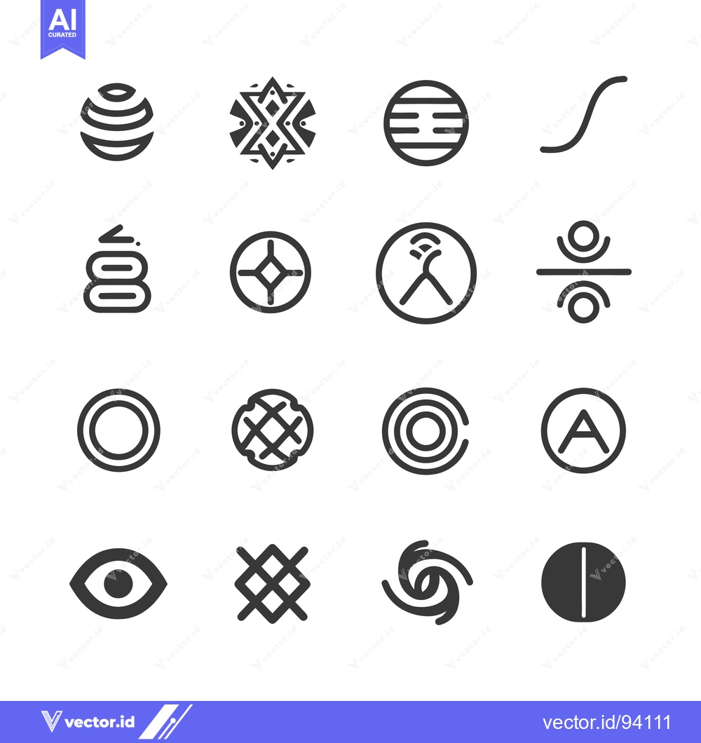 Premium Vector dari Set of 16 Abstract Geometric Shapes in Black and White