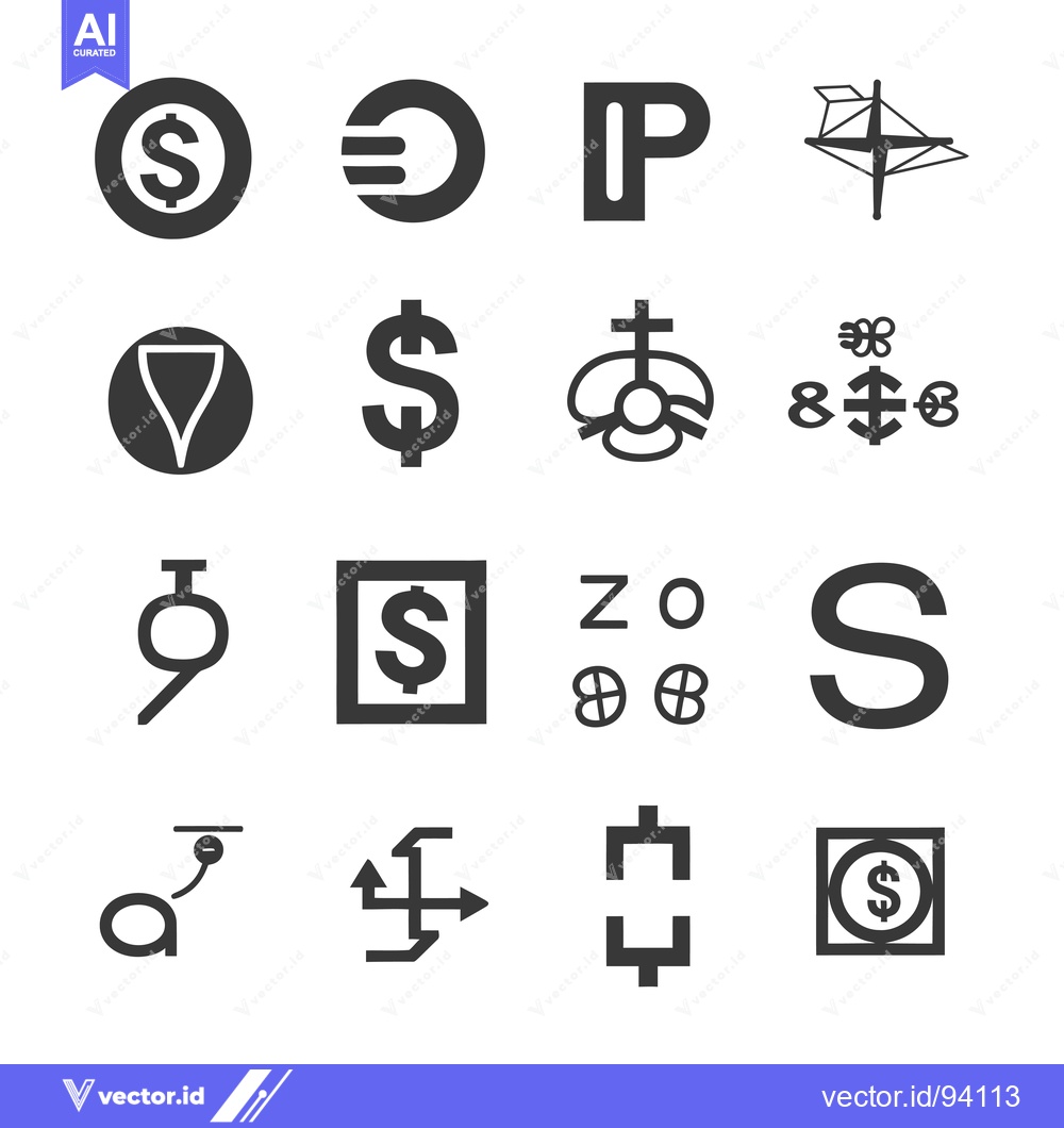 Premium Vector dari Set of 16 Abstract Geometric Symbols and Icons