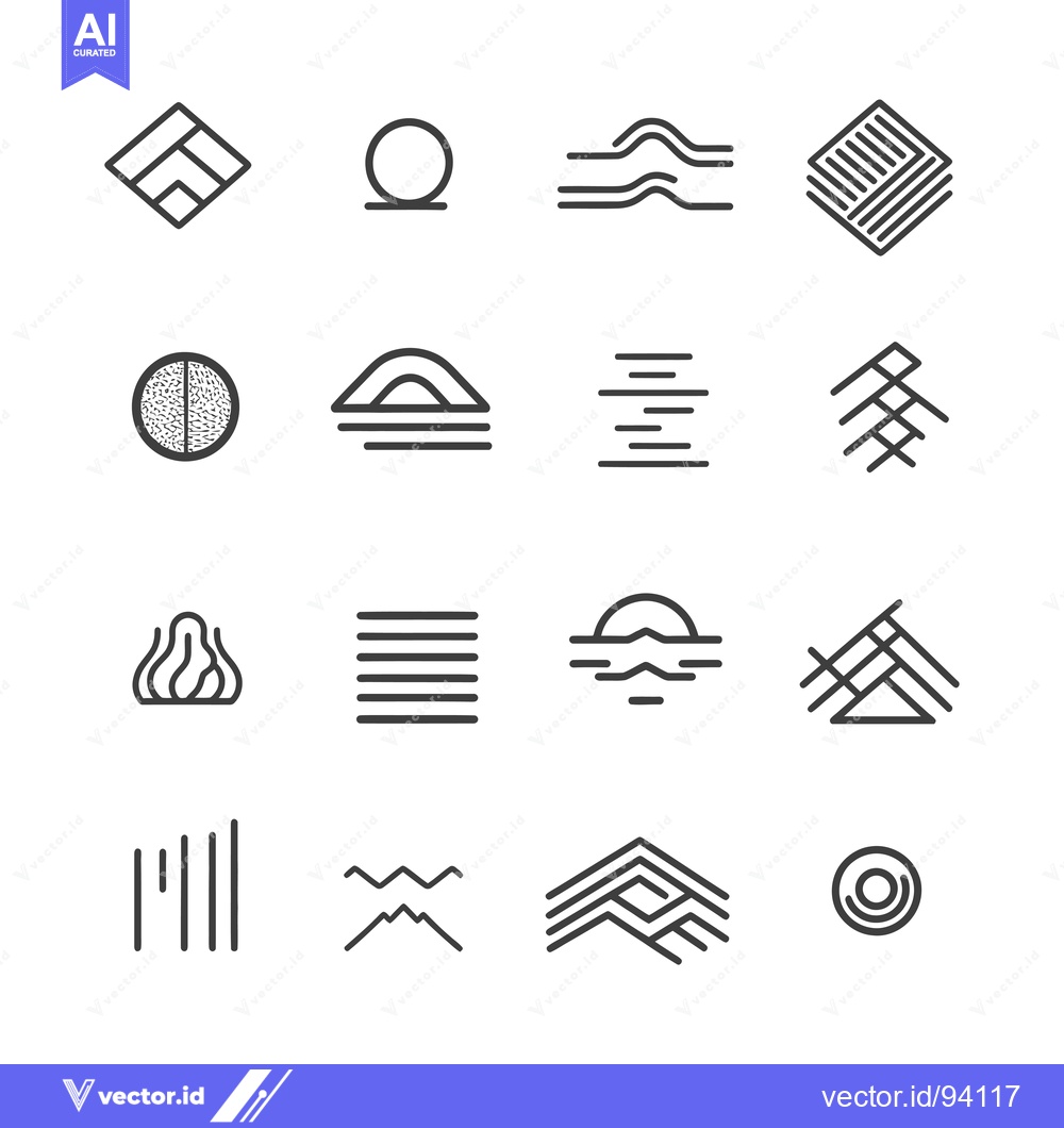 Premium Vector dari Set of 16 Abstract Minimalist Line Art Icons