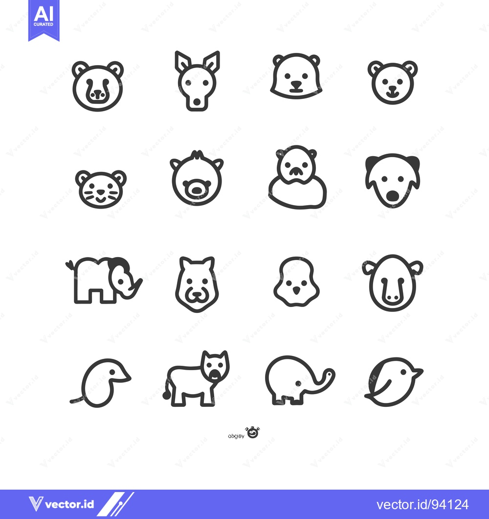 Premium Vector of Set of 16 Animal Icons in Line Style