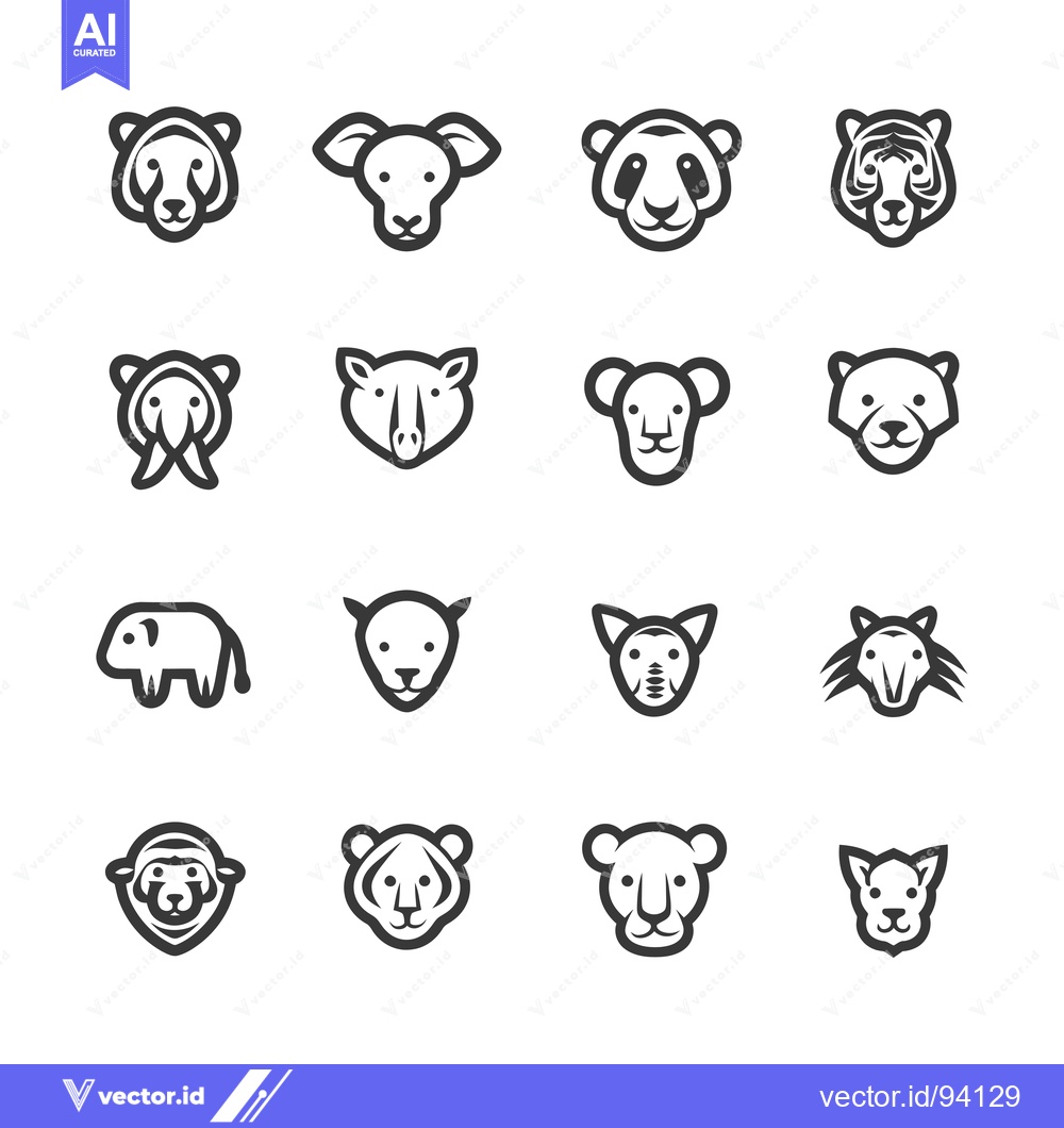 Premium Vector of Set of 16 Animal Outline Icons