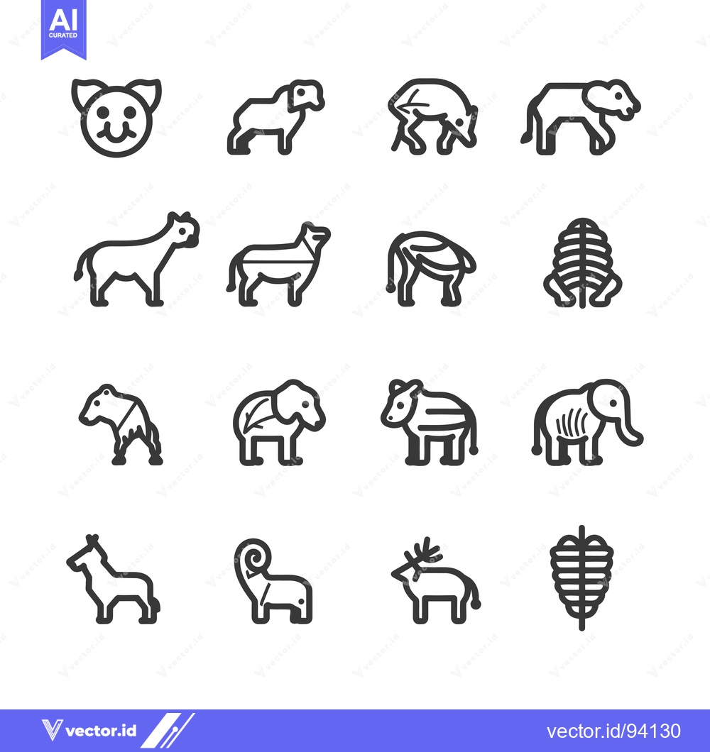 Premium Vector of Set of 16 Animal Skeleton Icons