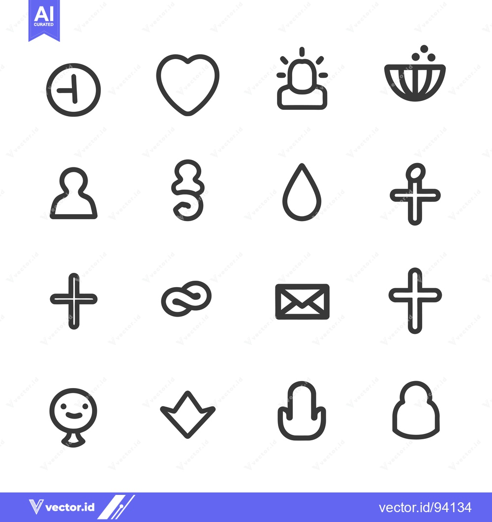 Premium Vector dari Set of 16 Basic Outline Icons
