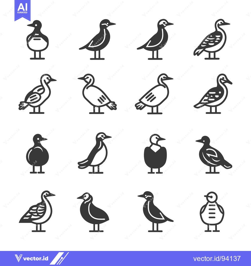 Premium Vector dari Set of 16 Bird Icons with Different Styles and Patterns