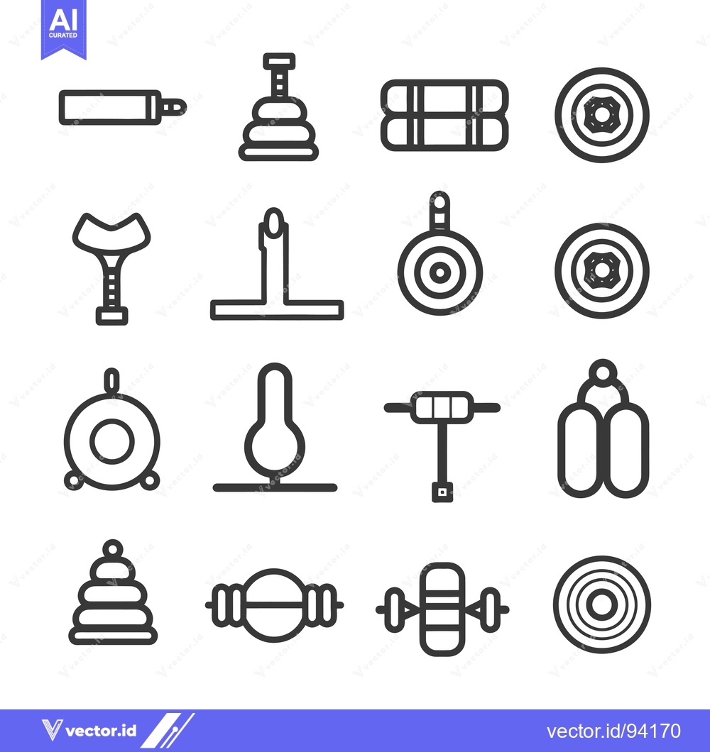 Premium Vector of Set of 16 Black and White Line Icons Related to Sport and Recreation