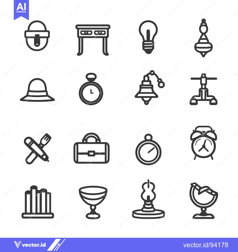 Premium Vector of Set of 16 Black and White Outline Icons Related to Time and Education