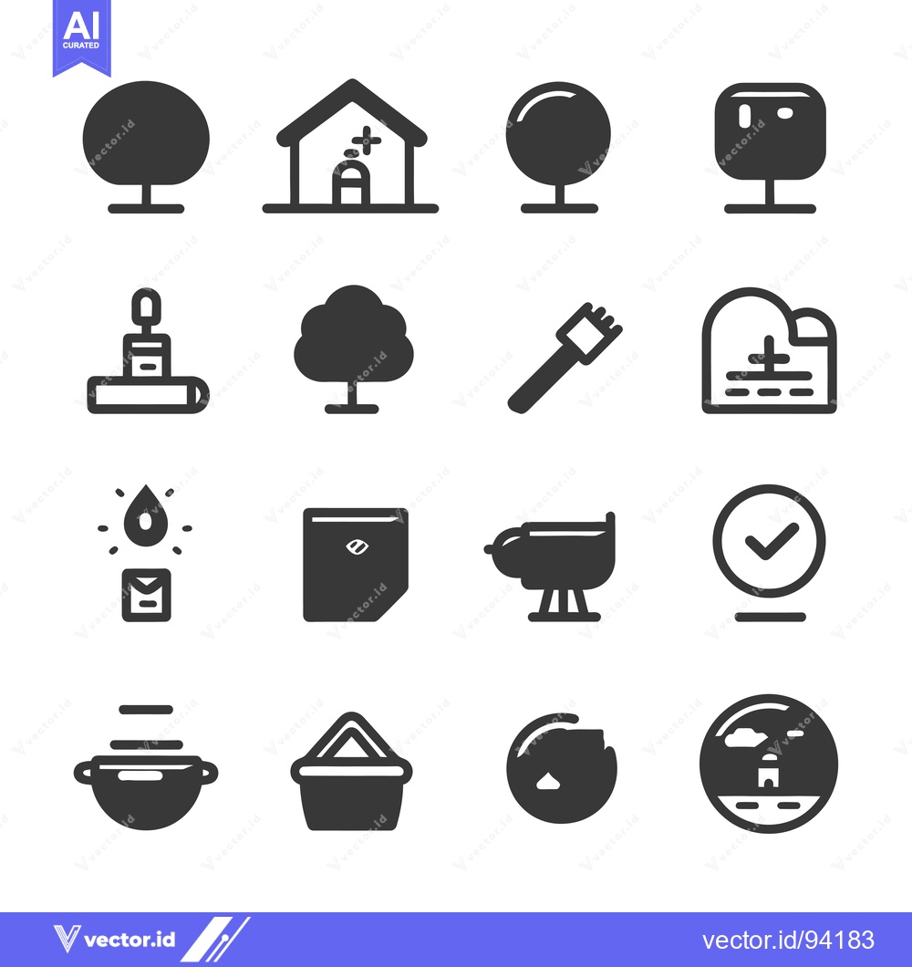 Premium Vector dari Set of 16 Black and White Simple Icons