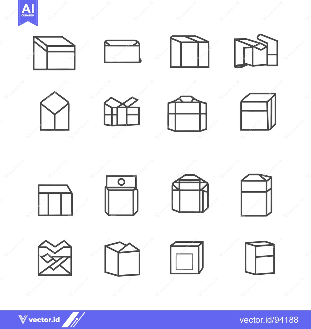Premium Vector of Set of 16 Box Icon Line Styles