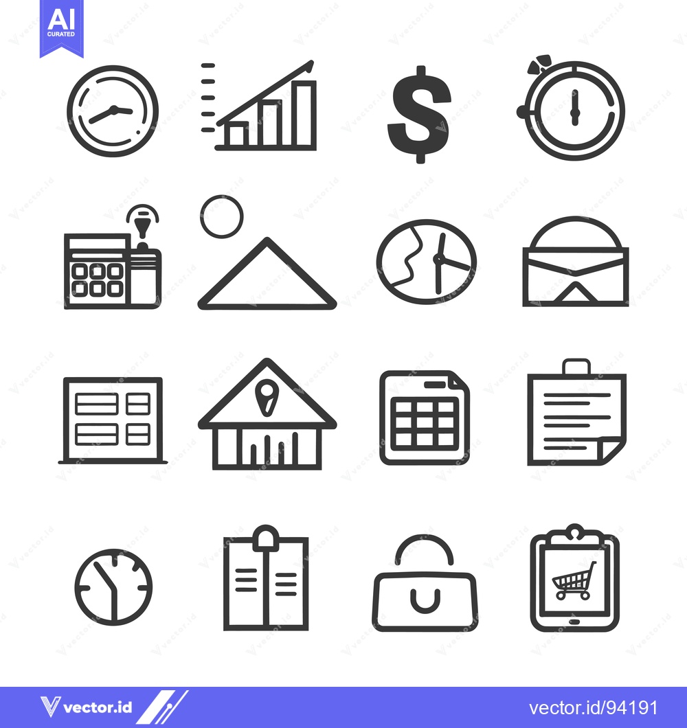 Premium Vector of Set of 16 Business and Finance Related Icons