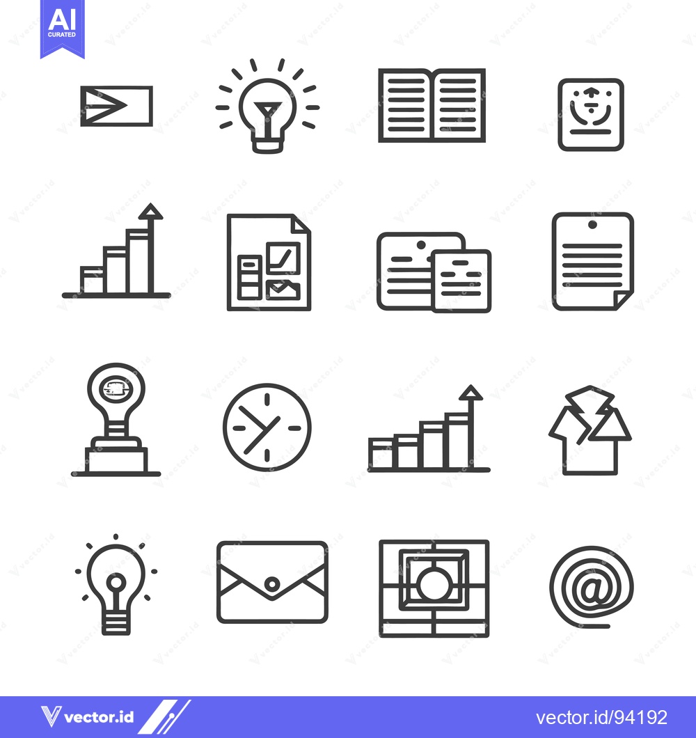 Premium Vector of Set of 16 Business and Marketing Line Icons