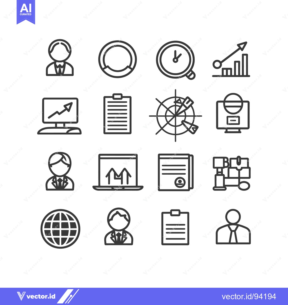 Premium Vector dari Set of 16 Business Icons in Linear Style