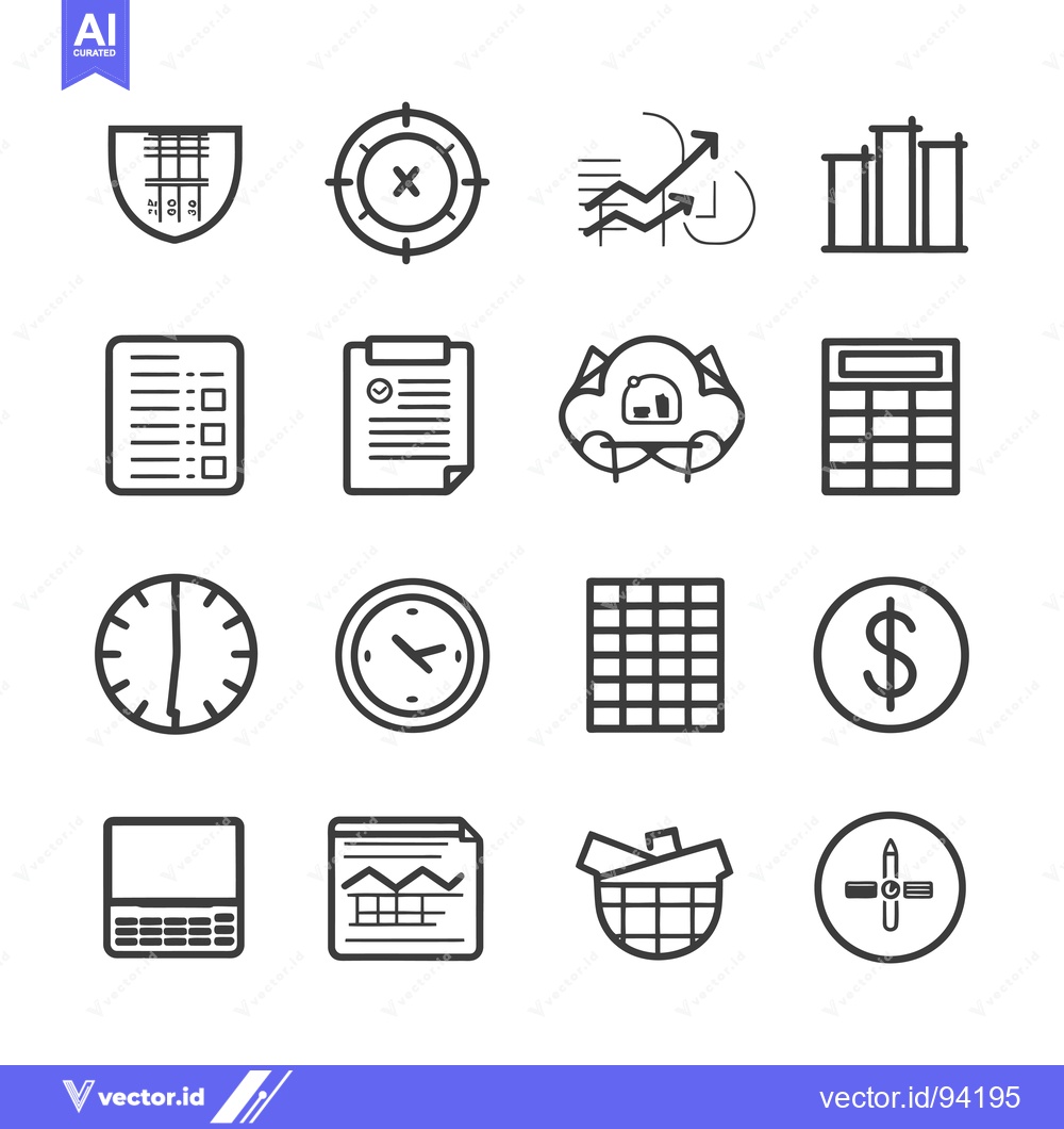 Premium Vector dari Set of 16 Business Icons in Line Style