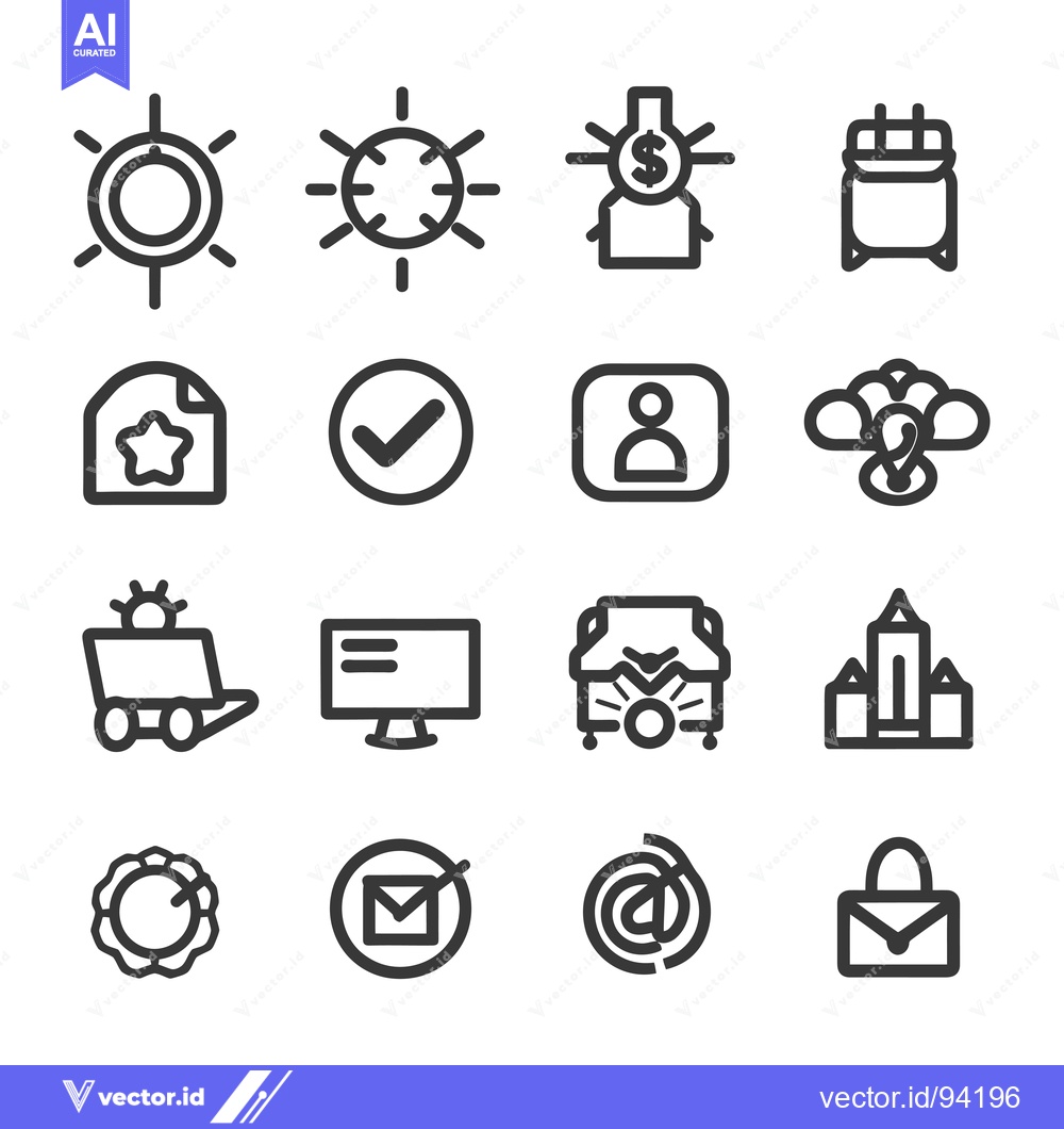 Premium Vector of Set of 16 Business Line Icons
