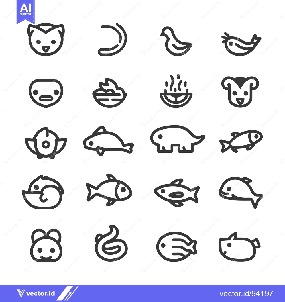 Premium Vector dari Set of 16 Cartoon Animal Icons