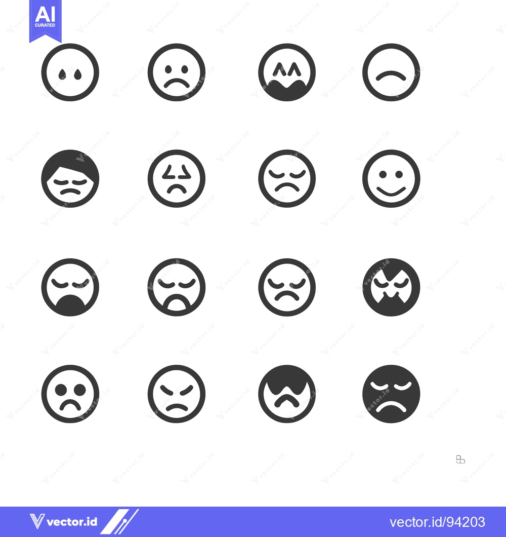 Premium Vector dari Set of 16 Circular Emojis Depicting Various Facial Expressions
