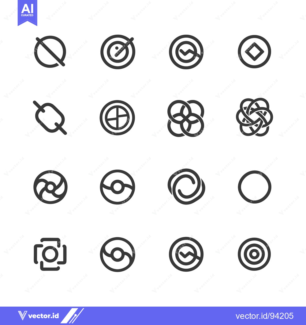 Premium Vector dari Set of 16 Circular Geometric Shapes and Symbols