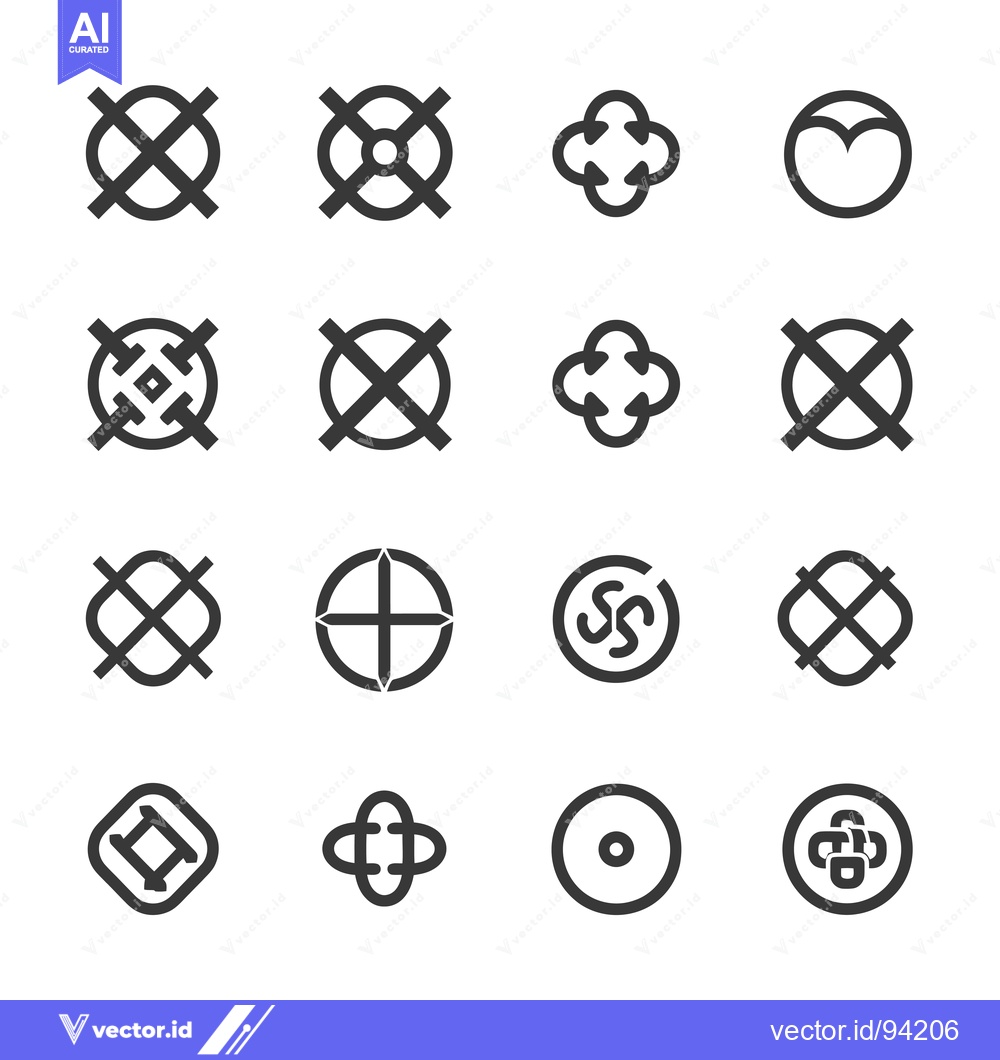 Premium Vector dari Set of 16 Circular Geometric Shapes with Lines and Arrows