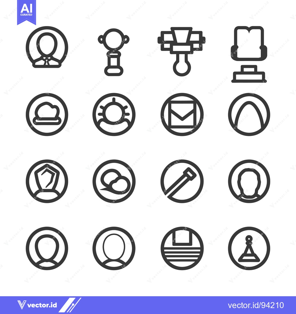 Premium Vector dari Set of 16 Circular Icons with Various Symbols and Images