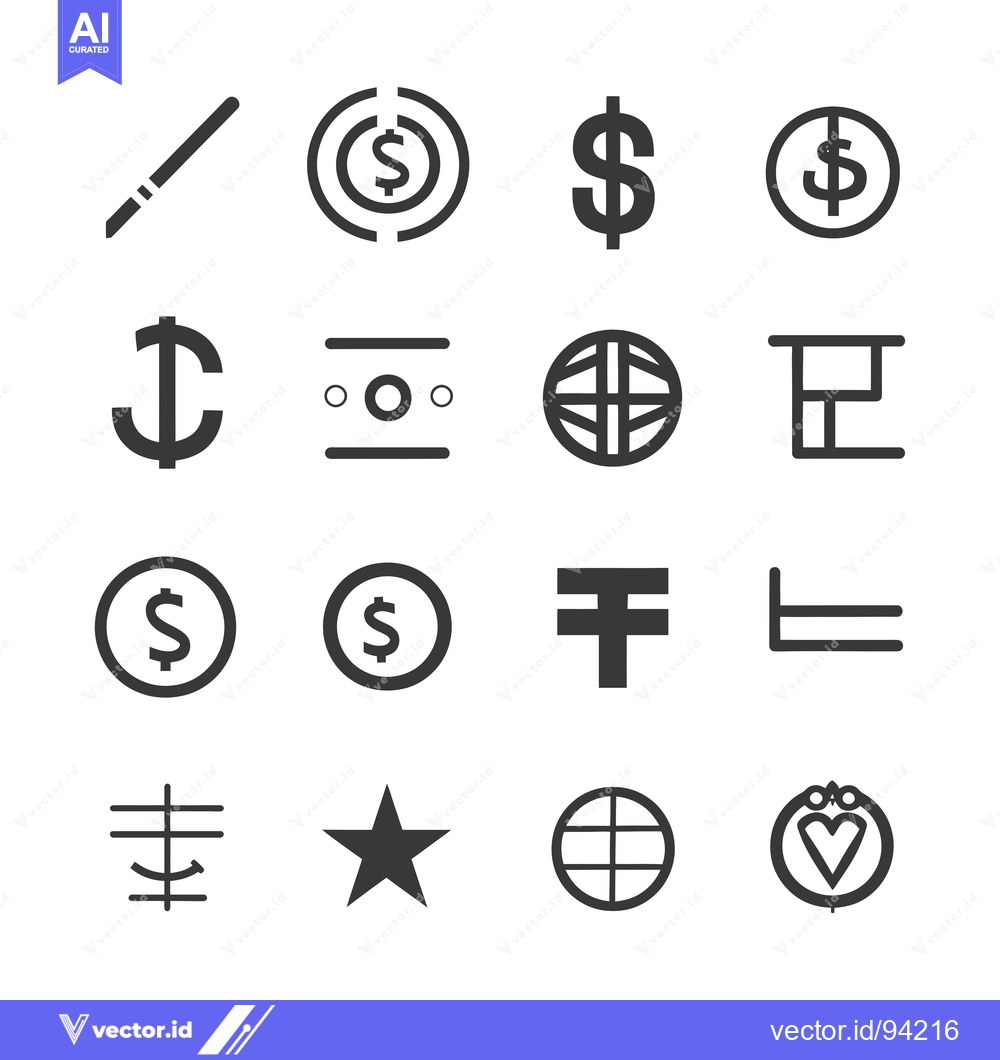 Premium Vector of Set of 16 Currency and Financial Icons