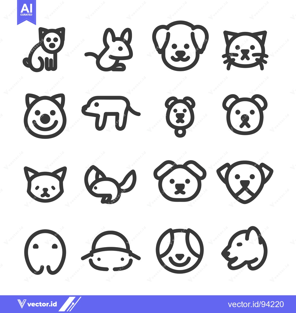 Premium Vector of Set of 16 Cute Animal Icons