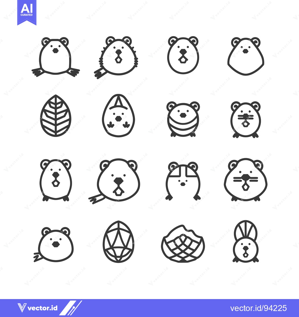 Premium Vector dari Set of 16 Cute Animal Outline Icons