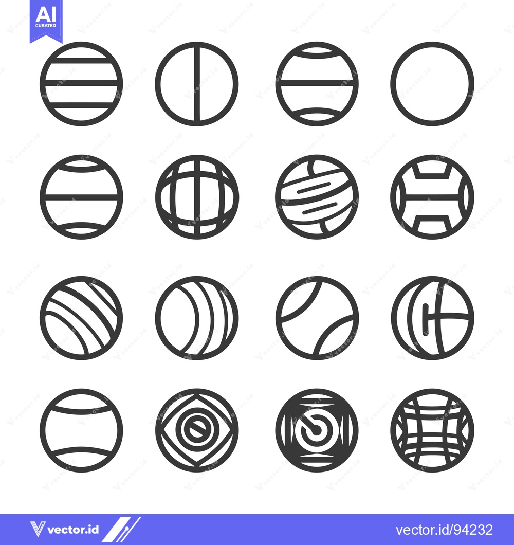 Premium Vector of Set of 16 Different Black and White Ball Icons