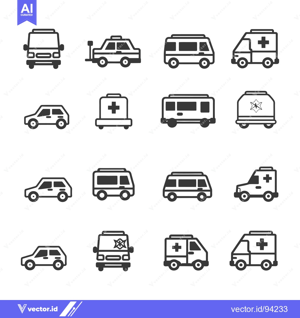 Premium Vector dari Set of 16 Different Car Vehicle Icons in Black and White
